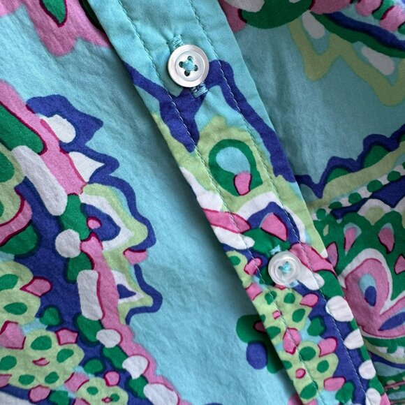 Talbots Long Sleeve Button Up Colorful Paisley Cotton Shirt Size XS Petite - Picture 8 of 9
